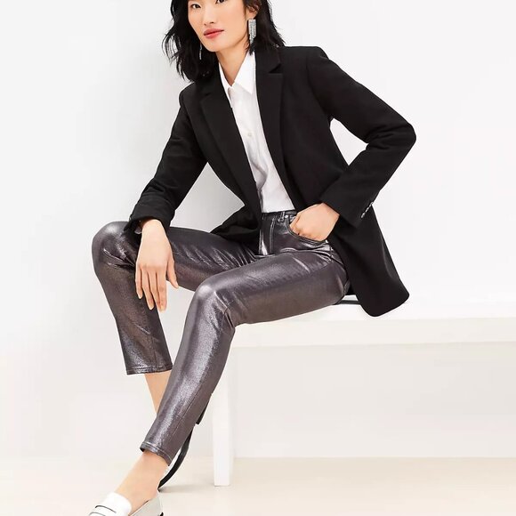 Brushed Herringbone Long Modern Blazer - Ann Taylor Loft Size 0 - Picture 2 of 3